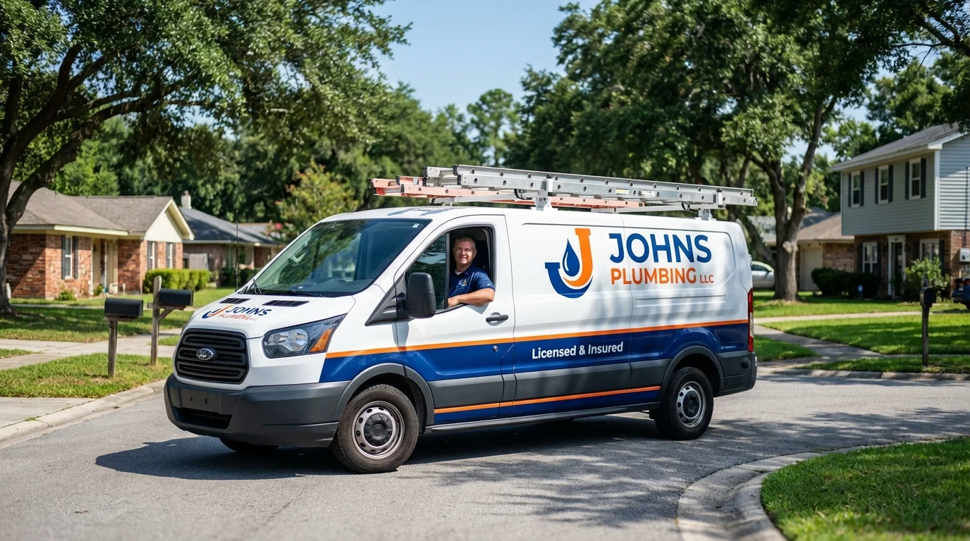 Johns Plumbing LLC service van in Lincoln, RI